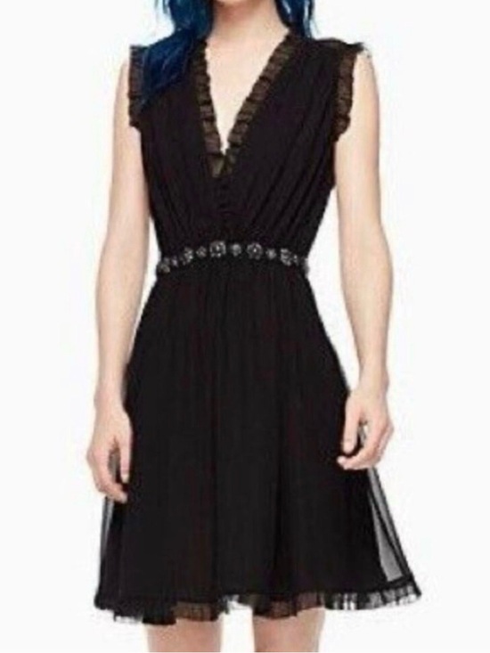 kate spade Dresses & Skirts - Kate Spade Black Chiffon Embellished Mini Dress Size 2